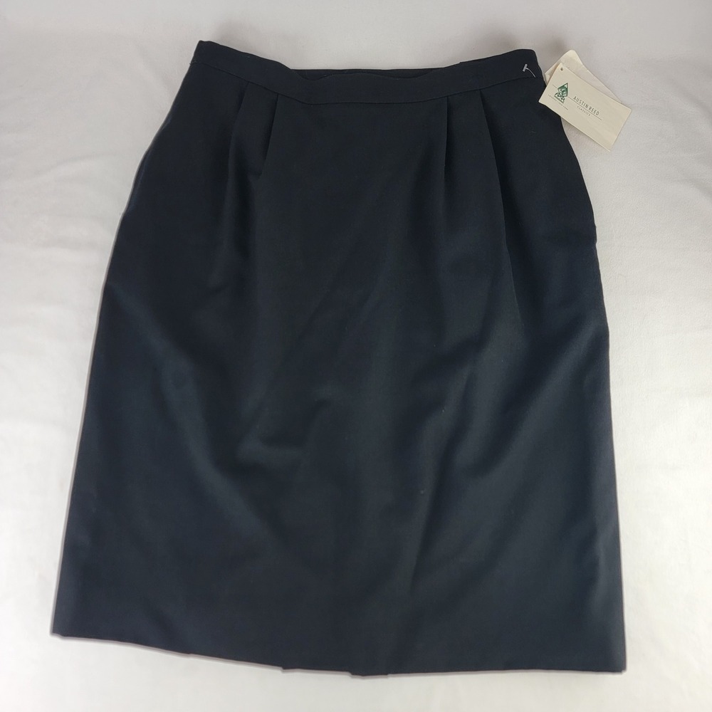 Austin Reed Bristol Black Worsted Wool Pencil Skirt Womens 16WP Petite NWT 3602